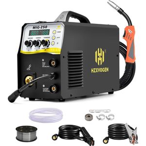 MazrekuHome® - Mig 250 A lasapparaat - 4 in 1 Halfautomatische - Inverter Lasser Auto Feed Draden - Gasloze Flux