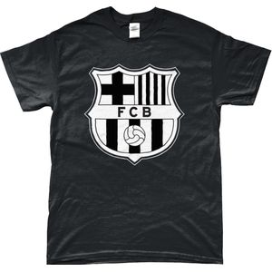 FC Barcelona Shirt - Logo - T-Shirt - Barcelona - UEFA - Champions League - Voetbal - Artikelen - Zwart - Unisex - Regular Fit - Maat M