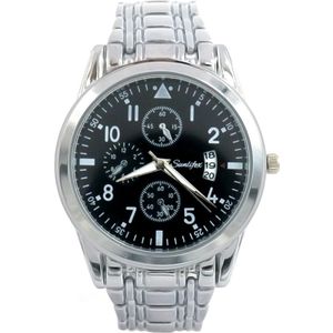 Horloge - Kast 40 mm - Metaal - Zilverkleurig en Zwart