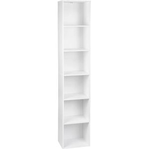 ItsIn® - Moderne Boekenkast - Wit - Opslag - Planken - Kantoor - Woonkamer - Lezen - Studeerkamer - 6 Vakken - 30X23.5X158.4Cm - Gewicht: 12.9kg