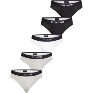 Lyle & Scott 5-pack heren slips - zwart - wit - grijs - katoen - set verpakking - maat M