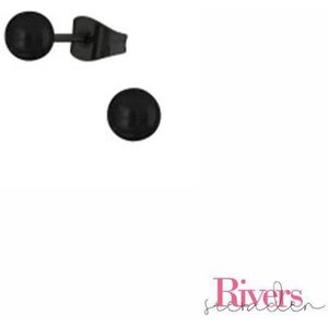 4mm oorbellen bolletjes - zwart - roestvrij staal - Rivers-sieraden - stainless steel - studs - oorbellen studs – zwartkleurige oorbellen - rvs