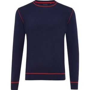 ELON | Basis trui met zijkant reliëf donkerblauw