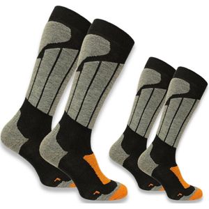 Norfolk Skisokken - 2 Paar - Merino wol Climayarn - Schokabsorptie Zonedemping - Zacht, Warm en Droog - Maat 43-46 - Zwart - Aspen