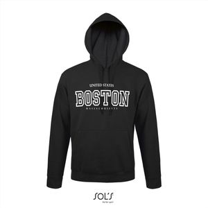 Hoodie 3-200 Boston Massachusetts - Zwart, M