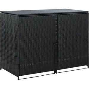 VidaXL Containerberging Dubbel 148x80x111 cm Poly Rattan Zwart