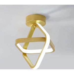 LuxiLamps - Moderne Plafondlamp - Vierkant LED - Kroonluchter - Gangpad Lamp - Verlichting - 24 cm - Goud - Plafonniére - 24W