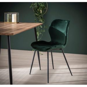 Dimehouse Set van 4 Eetkamerstoelen Velvet Groen Shawn - Velvet - Industrieel