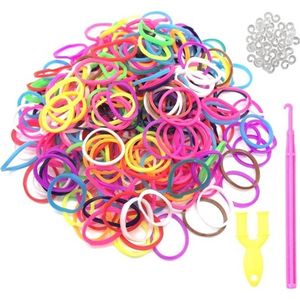 Behave 600 Loom elastiekjes - Loombandjes in multi kleur met weefhaak en S-clips