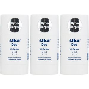 Alka® Deo 3x 30ml - 0% Parfum - Hypoallergeen Basische Deo pH 8,2 - Vegan & Natuurlijke en Gezonde Deodorant - 0% Aluminium - Deodorant Stick - Unisex