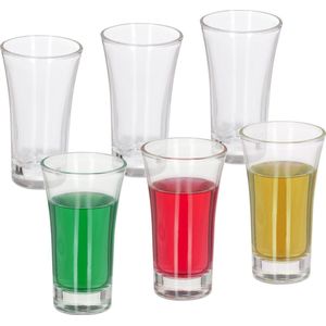 Relaxdays shotglaasjes set van 6 - borrelglaasje 6 cl - likeurglazen glas - tequila glazen