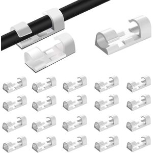 Consumerce - Kabelclips - Zwart - 20 Stuks - Zelfklevend - Kabelorganiser