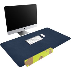 iMoshion Bureau Onderlegger - 120 x 60 cm - Hoogwaardig kunstleer - Bureau Accessoires - Bureau Organizer - Antislip Muismat XXL - Inclusief draagriem - Donkerblauw