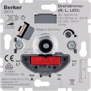 BERKER Dimmer inbouwelement 2873 universeel druk-wissel (LED 3-100 W, halogeen 20-500 W)