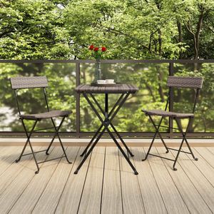 FIONERA Bistrostoelen 2 st inklapbaar poly rattan en staal grijs