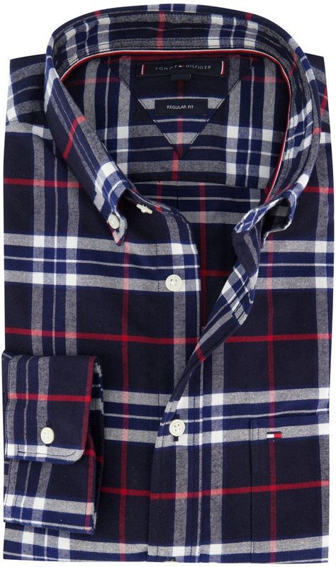 Tommy Hilfiger - Brushed Oxford Check - Overhemd - Wedge Blue - Regular Fit - Lange Mouwen
