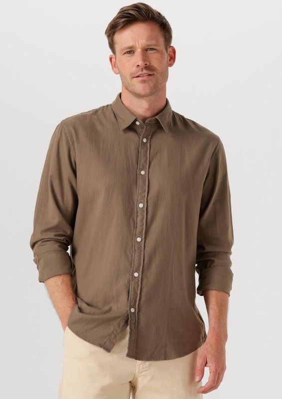 SELECTED MEN Slhslimowen-brushed Shirt Ls Noos - met lange mouwen - Heren Khaki - Maat M