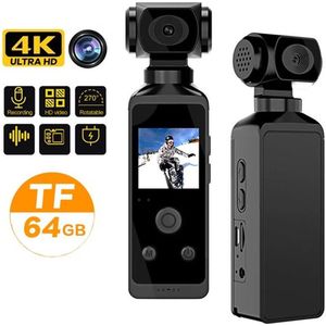 Glowhub - 4K Pocket Camera 1080p - Mini Camera - Draaibaar 270 - Full HD - Video's Opnemen - Foto's Maken - Ingebouwde Microfoon - Verbind Met Wifi - Foto's En Video's Delen Met Je Telefoon - Actie Camera - Vloggen