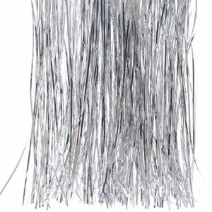Zilveren tinsel slierten - 3x Kerstboom decoratie folie slierten van 50 cm lang en 40 cm breed