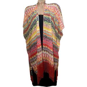 Kaftan - Vest half transparant 90CM/72CM Onesize oranje/roze