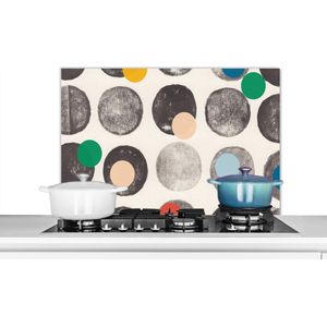 Spatscherm keuken 80x55 cm - Kookplaat achterwand Kleuren - Abstract - Cirkels - Pastel - Muurbeschermer - Spatwand fornuis - Hoogwaardig aluminium