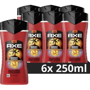 AXE 3-in-1 Douchegel - Sunset Fresh - met de frisse geur van mango en mandarijn - 6 x 250 ml