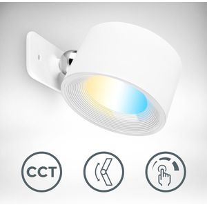 B.K.Licht - Oplaadbare Wandlamp - zonder voeding - met oplaadbare batterij - magnetisch - 360° draaibar - dimbaar - CCT - Wit