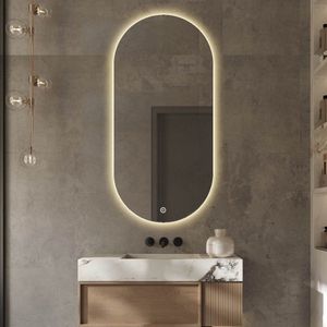 Badkamerspiegel Ovaal - LED verlichting Dimbaar - Anti Condens Verwarming - Ovale Badkamerspiegel - 50 x 100 cm