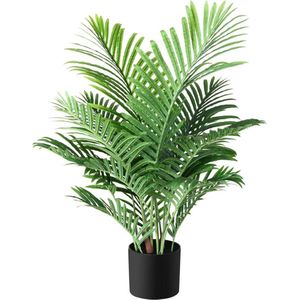 Kunstmatige grote Areca kunstmatige palmboomplant, 90 cm in pot, nep tropische Hawaii groene plant voor slaapkamer, kantoor, tuin, bruiloftsfeestdecoratie (1 pak)