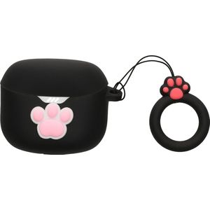 kwmobile Hoes geschikt voor JBL Tune Flex - Siliconen cover voor oordopjes in zwart / wit - Kat design