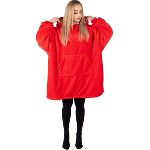 Springos Oversized Fleece Deken/Trui - Oversized Deken - Oversized Trui - Hoodie - Capuchon - Rood