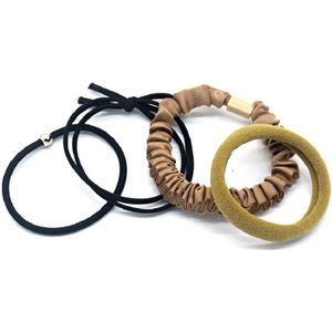 Haarelastiekjes - Set 4 Stuks - Bruin