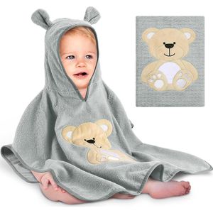 Capuchonhanddoek baby - Oeko Tex - babyhanddoek capuchon 100% katoen badponcho kinderen babyhanddoek met capuchon zacht en super absorberend 0-3 jaar beer