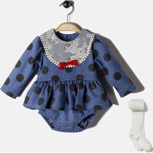 alisé 2-delige stippen print romper jurk inc. maillot Blauw 12 maanden