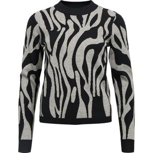 OBJECT - OBJRAY KNIT PULLOVER AOP NOOS - Sweater - Zwart-Grijs - Grafisch Patroon