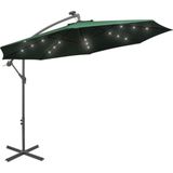 VidaXL Zweefparasol LED-verlichting Metalen Paal 300 cm Groen