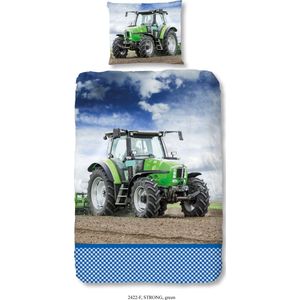 Good Morning Kinderdekbedovertrek ""tractor"" - Groen - (140x200/220 cm) - Katoen Flanel