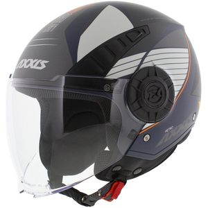 Axxis Metro S jethelm Bird mat blauw wit grijs S - Geschikt als Scooter helm Brommerhelm Motorhelm Snorfiets helm - Retro Vespa helm scooter voor Volwassenen