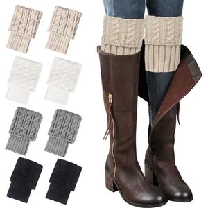 Laarssokken voor dames winter warm gehaakte gebreide beenwarmers - korte beenwarmers - 4 paar Met Grote & L Maat