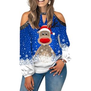 Dames sweatshirt - kerstmis - schouders - lange mouwen - kerstboom - bedrukt - comfortabele kleding