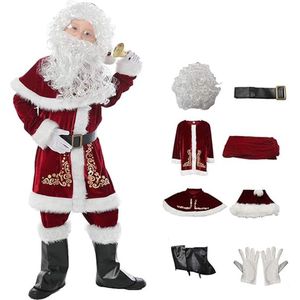 Kerstman verkleedkostuum Santa Claus Kerstmis kostuum Sinterklaas voor kinderen 8-delig, maat XL.