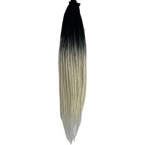 Dreadlocks SE zwart/witblond 10 stuks- Gehaakte dreadlocks - Dreadlocks single ended - Dreadlock extensions - Hair extensions - Dreadlock beads – Synthetisch haar