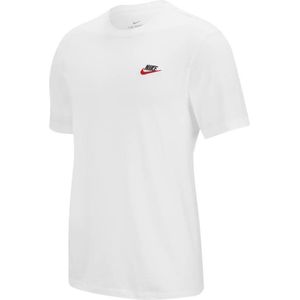 Nike NSW Club Tee Shirt Heren - White/Black/(University Red) - Maat XXL