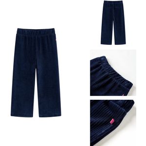 vidaXL Kinderbroek - Broeken - Palazzobroek -ribfluwelen Broek Met Wijde Pijpen - Kinderbroek 104 ribfluweel marineblauw