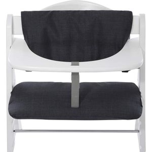 Highchair Pad Deluxe stoelverkleiner - gemakkelijk te bevestigen & schoon te maken - zwart grijs - 2 x 45 x 24 cm