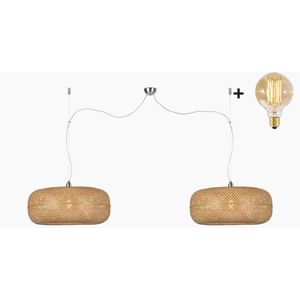 Dubbele Hanglamp - PALAWAN - Naturel Bamboe - Met LED-lamp