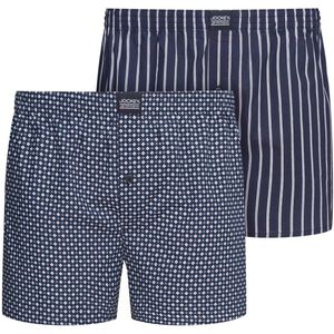 Jockey - Dagelijkse Geweven Boxershorts - Marineblauw Mix - Verpakking van 2 Stuks