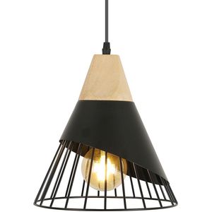 Delaveek- Vintage industriële metalen Hanglamp - zwart - Dia 25cm-E27 lamp (lamp niet inbegrepen)