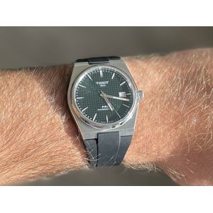 Intergrated rubber watch strap Black for Tissot PRX 35mm - Geïntegreerde rubber horloge band Zwart met quick release trekker