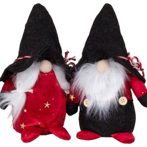 Without Lemon - Christmas Setje 2 stuks Kerst Kabouter Pop - Zwarte Muts - Pluche Zweedse - Gnome Kerst Decor - Scandinavische Tomte Nordic - Elf Speelgoed - Xmas Ornament - 2 stuks - Kerstpoppen